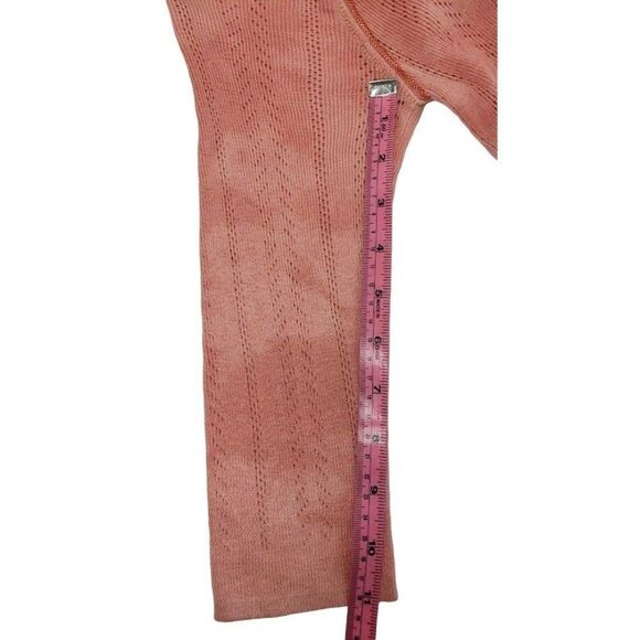 Free People Henley Shirt‎ Top Women's XS Pink Peach Tie-Dye Cropped Scoop-Neck - Picture 7 of 9
